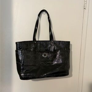 Coach Black Patent Leather Baby Bag